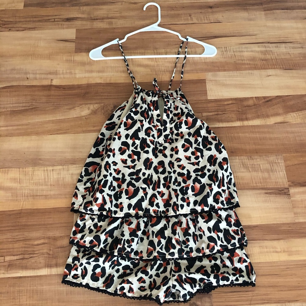 Urban Outfitters High Neck Leopard Romper